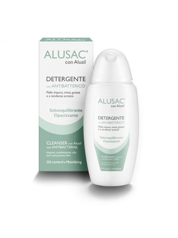 ALUSAC Detergente con antibatterico è indicato a tutte le età per detergere delicatamente la pelle mista e grassa.