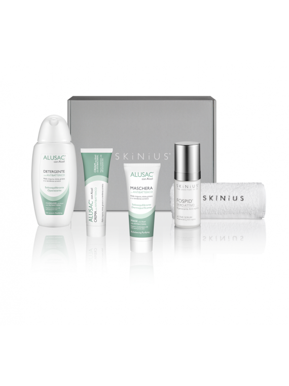 Scopri il kit skinius dedicato alla beauty routine della pelle asfittica.