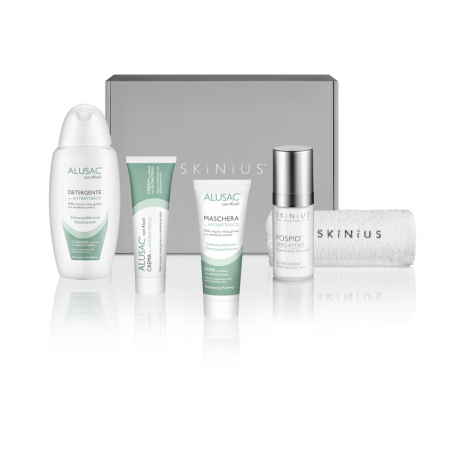 Scopri il kit skinius dedicato alla beauty routine della pelle asfittica.